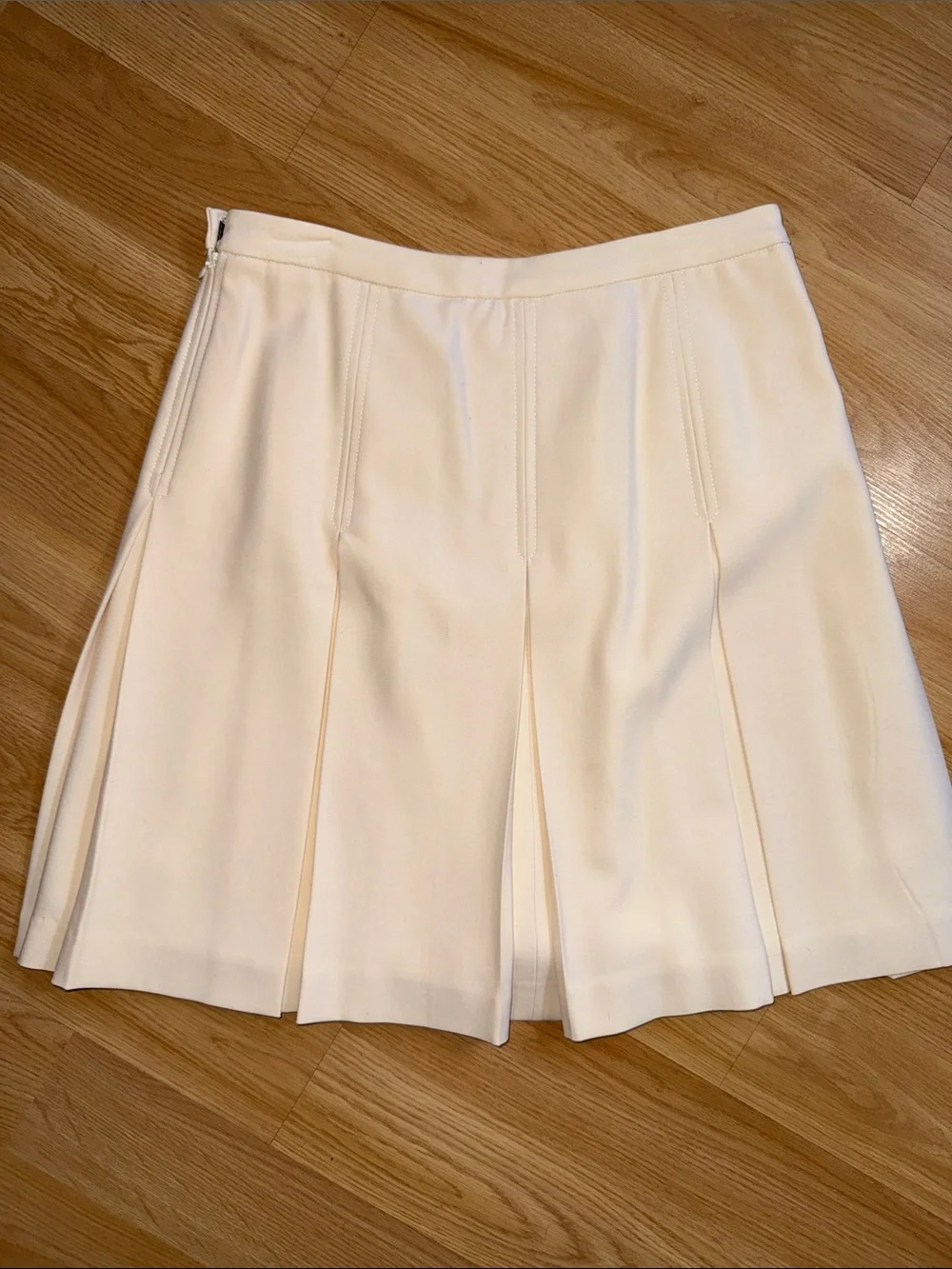 J. Crew Pleated Cream Ivory Skirt Wool Size P6 Petite 6 Preppy Classic